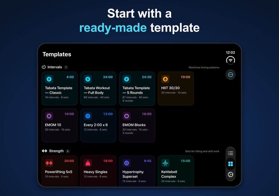 Start with a ready-made template: iPhone Duo — interval, strength, and conditioning templates